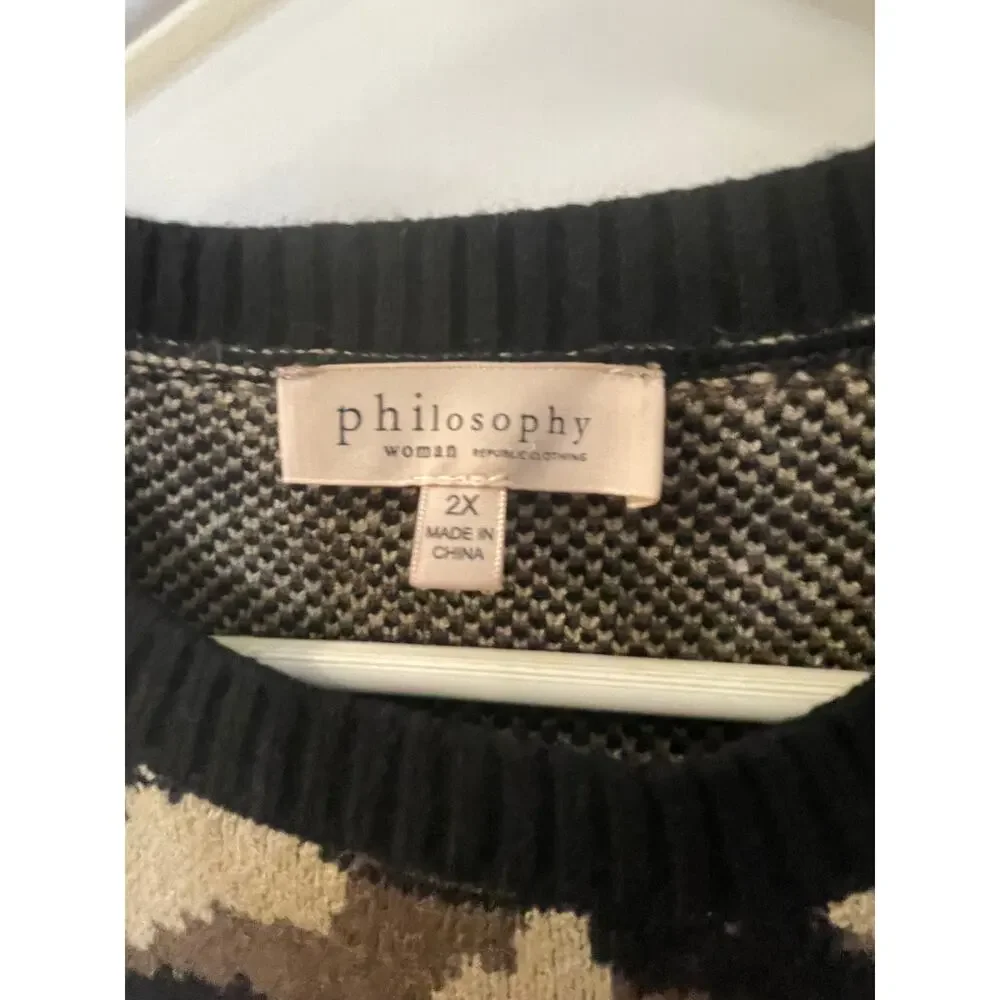 women's Philosophy 2X camouflage knit sweater long sleeves cozy casual relax